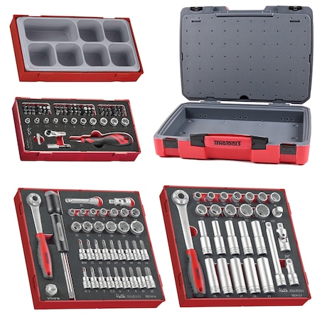 Teng Tools 141 Piece 3/8 & 1/2 Inch Drive Socket & Bit Foam kit TC-6T-33